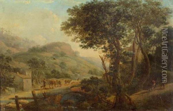 Landschaft Mit Hirten. Oil Painting - Nicolaes Berchem