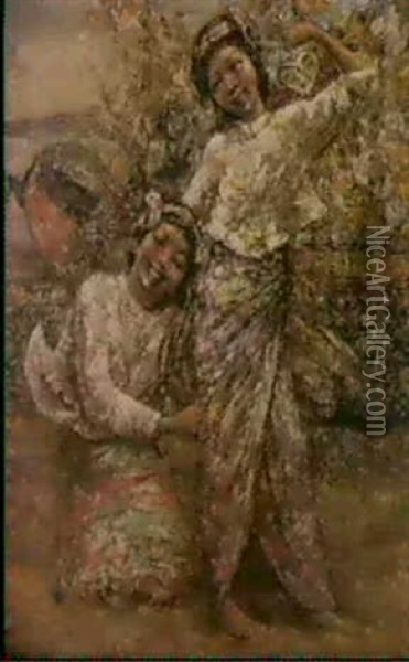 Two Burmese Girls Oil Painting - Edward Atkinson Hornel