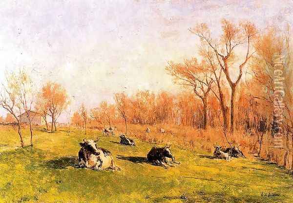 Vacas en las tapias del Pardo Oil Painting - Aureliano de Beruete y Moret