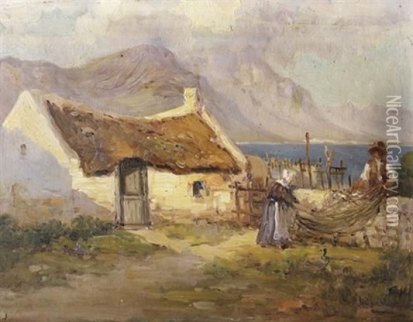 First Fisherman's Cottage, Old Harbour, Hermanus Oil Painting - Pieter Hugo Naude
