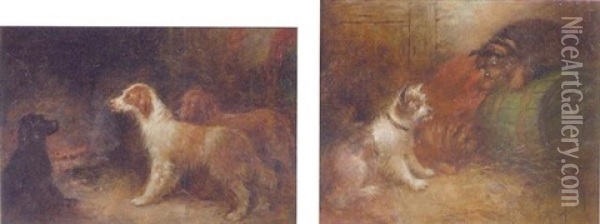 Dogs At Play Oil Painting - George Armfield
