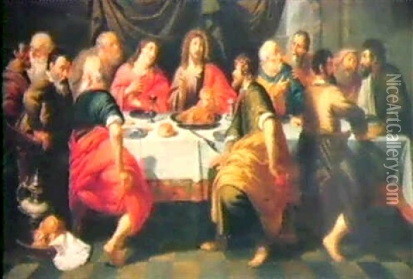 Christus Und Seine Junger Beim Abendmahl Oil Painting - Erasmus Quellin