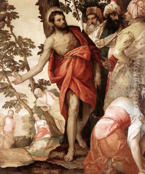 St John the Baptist Preaching c. 1562 Oil Painting - Paolo Veronese (Caliari)