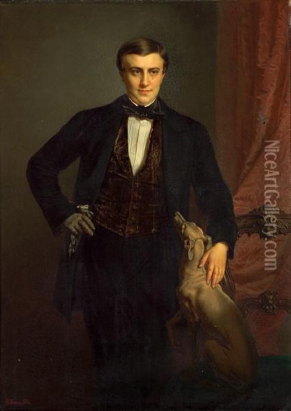 A Portrait Of A Gentleman Oil Painting - Jean-Baptiste Fauvelet