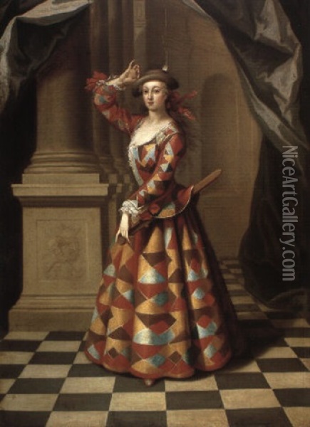 Portrait Of Mrs Hester Booth, The Dancer Oil Painting - John Ellys
