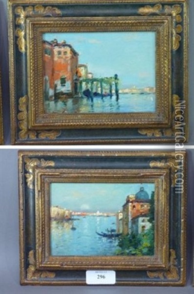 Vues De Venise (pair) Oil Painting - Maurice Bompard