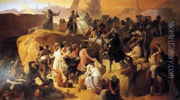 Crusaders Thirsting near Jerusalem (La sete dei crociati sotto Gerusalemme) Oil Painting - Francesco Paolo Hayez