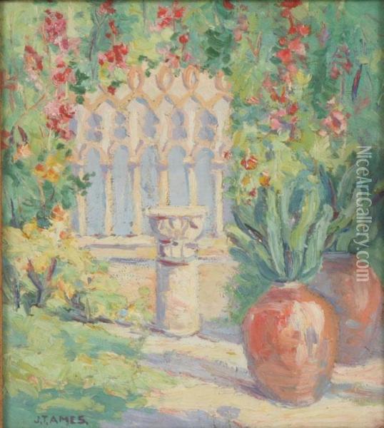 Impressionist Floral Landscape Oil Painting - Jessie Thompson Ames
