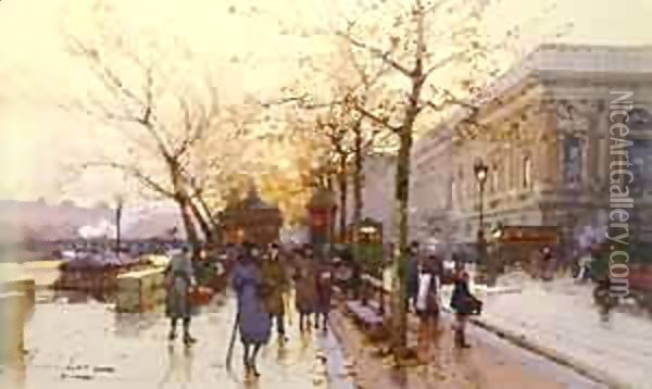 Les Quais De Paris Oil Painting - Eleanor Fortescue-Brickdale