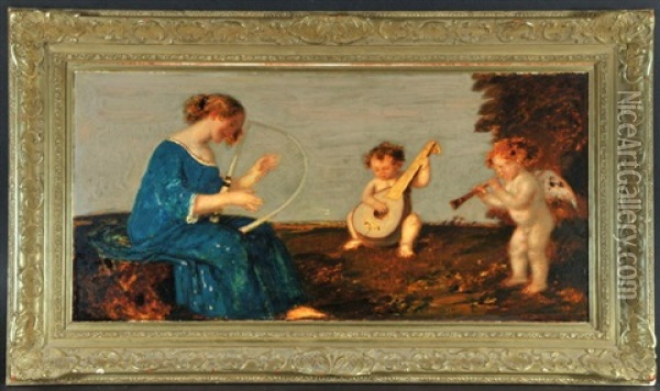 Allegorie Der Musik Oil Painting - Adolf Hengeler