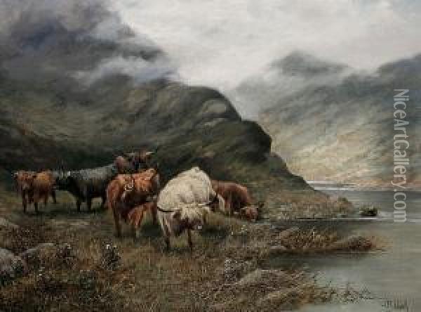 Highland Cattle Oil Painting - Octavius Thomas Clark