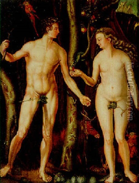 Adam And Eve Oil Painting - Albrecht Duerer