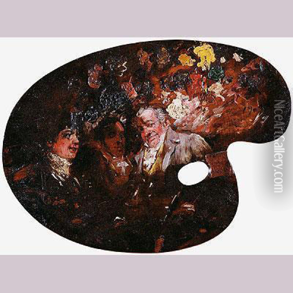 Goya Y Dos Personajes Oil Painting - Francisco Domingo Marques