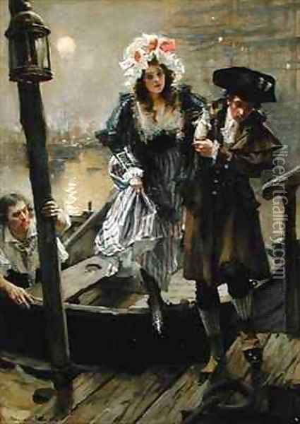 On The Thames Oil Painting - Francois Flameng