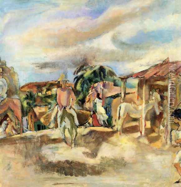 Cuban Village Oil Painting - Jules Pascin