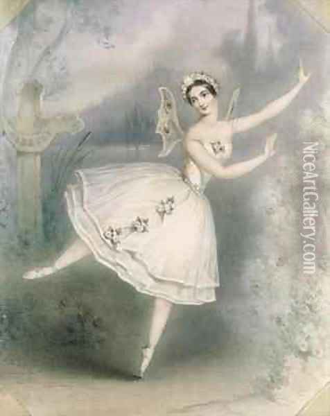 Carlotta Grisi (1819-99) as Giselle, Paris Oil Painting - Augustus Jules Bouvier