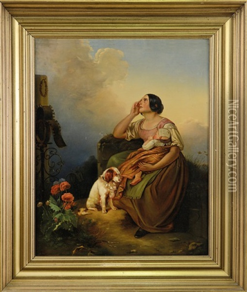 Maternita Oil Painting - Leopold-Louis Robert