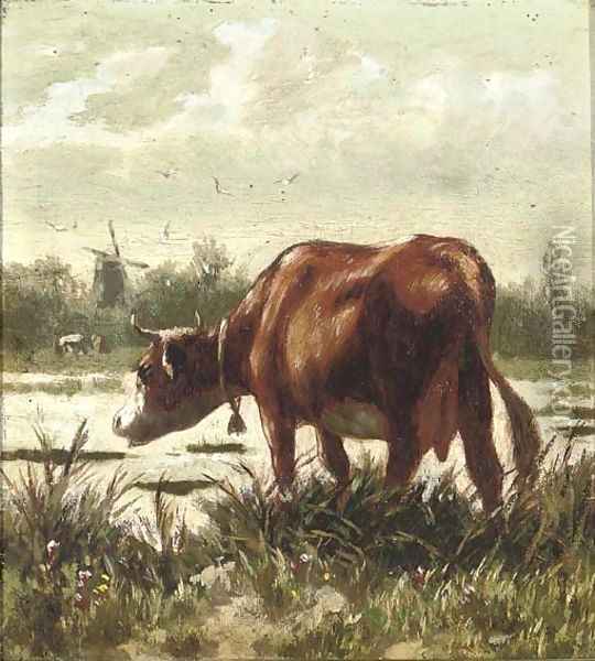 A cow by the water's edge Oil Painting - William Frederick Hulk