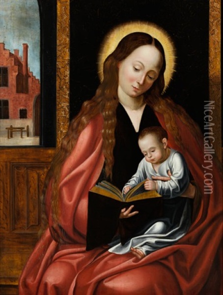 Maria Mit Dem Lesenden Jesuskind Oil Painting - Frans Pourbus the Elder