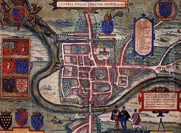 Map of Chester from Civitates Orbis Terrarum Oil Painting - Joris Hoefnagel