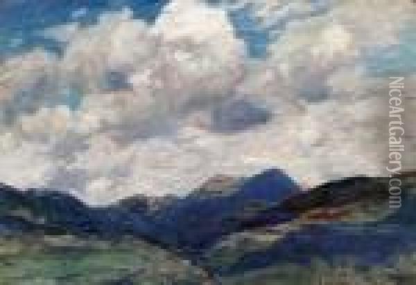 Cavalcata Di Nubi (montagna) Oil Painting - Guglielmo Ciardi