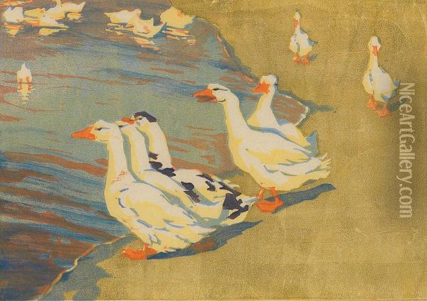 Ducks Oil Painting - Elisabeth Consentius
