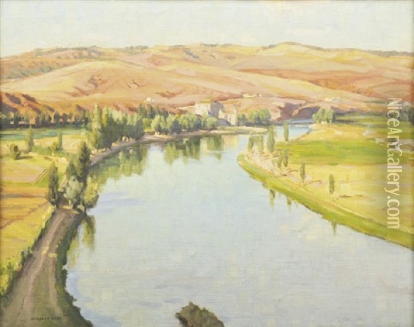 Poplar Lined River Oil Painting - Herbert Rose