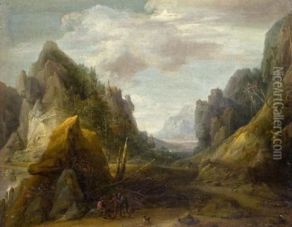 Felslandschaft Mit Rastenden Wanderern Oil Painting - David The Younger Teniers