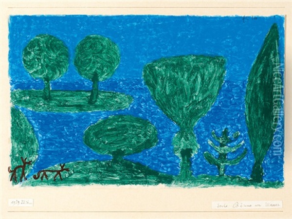 Sechs Baume Am Wasser Oil Painting - Paul Klee