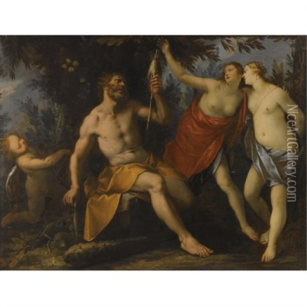 Hercules And Omphale Oil Painting - Giovanni Stefano Danedi