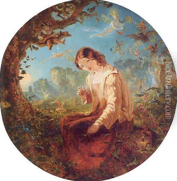 Fairy Music (Bonny Kilmeny) Oil Painting - Follower of Sir Joseph Noel Paton