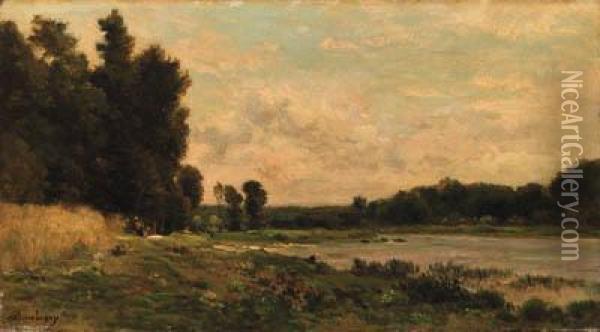 Washerwomen By The River Oil Painting - Charles-Francois Daubigny