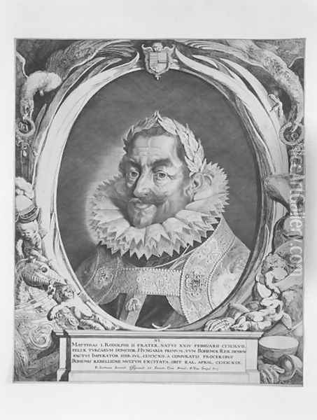 Portrait of Matthias, Holy Roman Emperor, between 1627-1644, etched by Pieter van Sompel Oil Painting - Pieter Claesz. Soutman