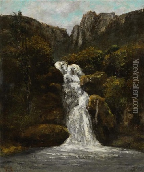 La Cascade (in Collaboration) Oil Painting - Gustave Courbet