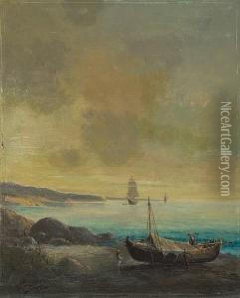 Attica Shores Oil Painting - Ioannis Poulakas