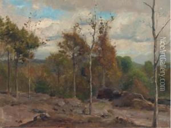 Bushey Wood, After Clearing Of Underwood Oil Painting - Henry George Moon