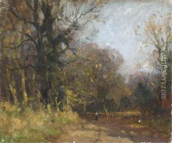 A Walk In The Woods Oil Painting - John Noble Barlow