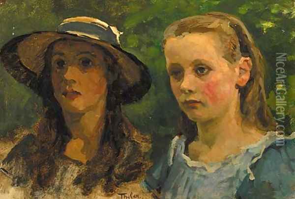 Portrait of the Arntzenius sisters Oil Painting - Willem Bastiaan Tholen