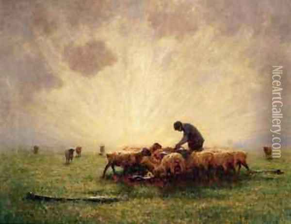 Sunrise the Morning Feed Oil Painting - John Robert Keitley Duff