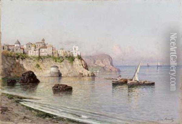 Marina Con Barche Dei Pescatori Oil Painting - Giuseppe Carelli