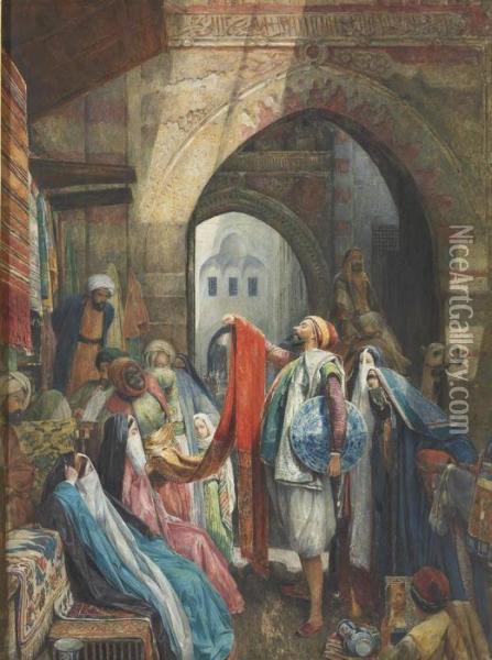 A Cairo Bazaar Oil Painting - John Frederick Lewis