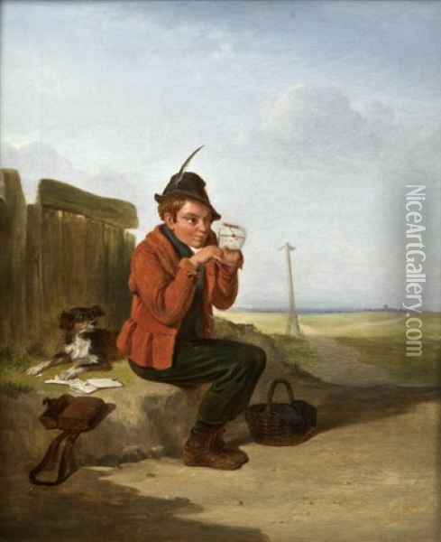 A Mischievous Postman Oil Painting - Richard Stanton Cahill