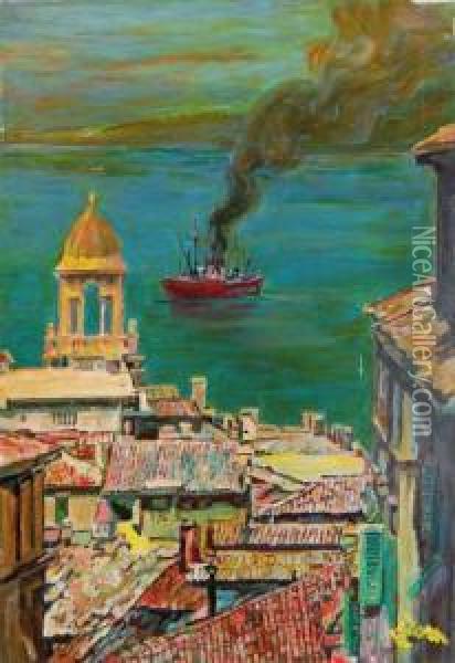 Il Campanile Della Pescheria A Trieste, 1971 Oil Painting - Ludwig Zorn