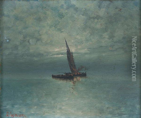 Barche Al Largo Oil Painting - Giovanni Cavalleri