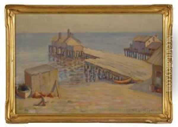 Fishing Wharf Oil Painting - William Swift Daniell