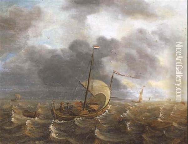 Marine Par Temps Agite Oil Painting - Jan Porcellis