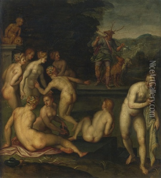 Diana And Actaeon Oil Painting - Giovanni (Il Cosci) Balducci