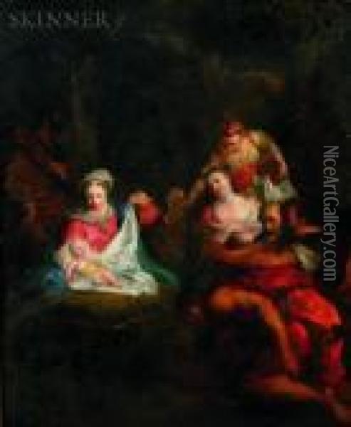 The Adoration Of The Magi Oil Painting - Christian Wilhelm Ernst Dietrich