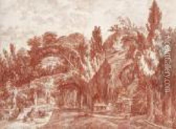 Ansicht Aus Dem Park Der Villa Pamphili Oil Painting - Jean-Honore Fragonard