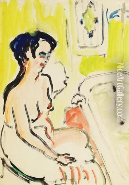 Sitzender Akt Oil Painting - Ernst Ludwig Kirchner